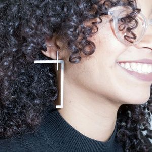 cuene _ metal 3d printed asymmetrical earrings